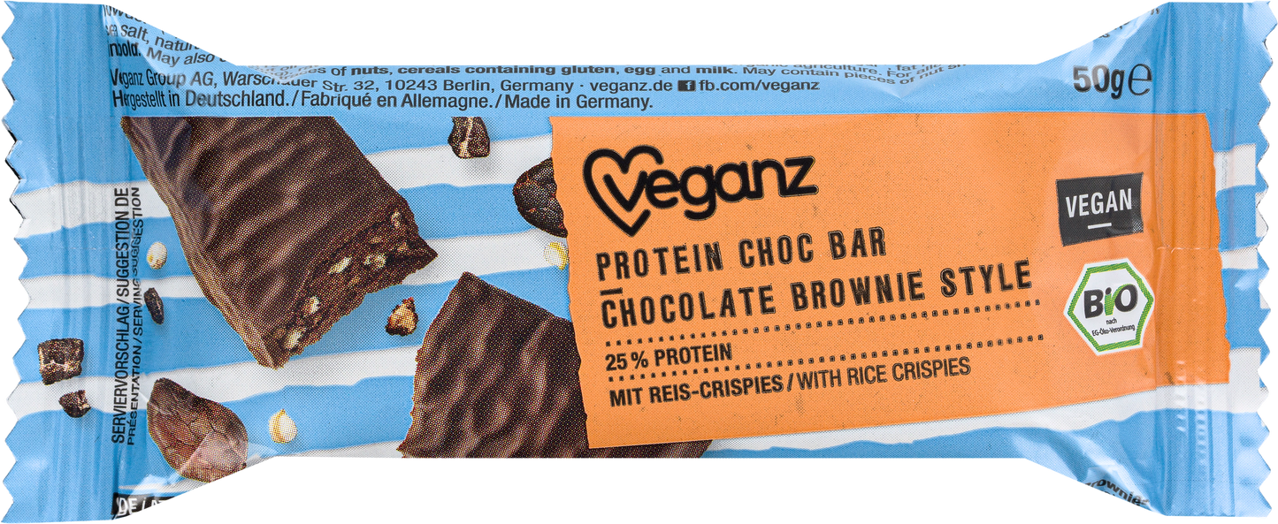 Bio Veganz Protein Choc Bar Chocolate Brownie Style 50g